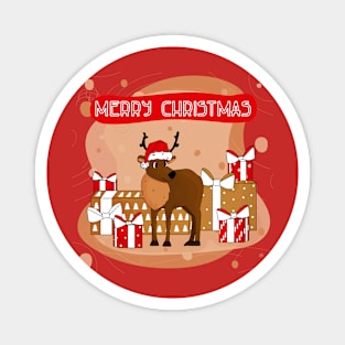 Deer and Merry Christmas Magnet